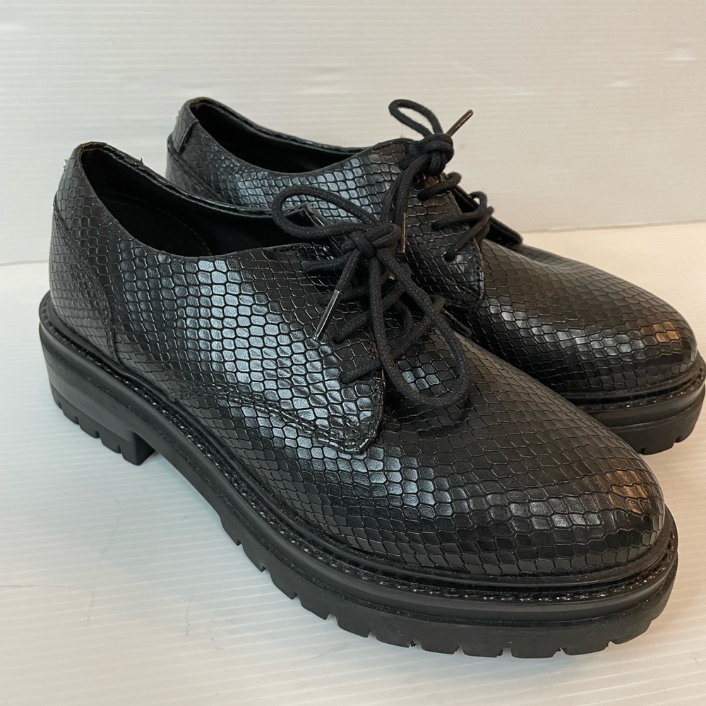 Dune London Forever Chunky Lace Up Brogue Leather Size US 7 EU 37 Y2K 90s